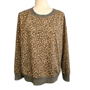 Splendid Leopard Animal Print Sweater Brown Tan Womens XL
